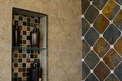 Slate tiled walls in Bathroom Indy