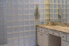 Bathroom Glass Block Wall and Vanity Indianpolis