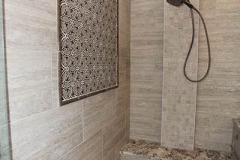 Shower with Decorative Wall in Indy Bathroom
